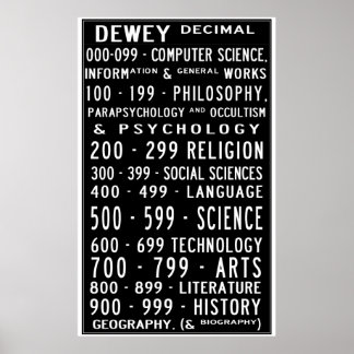 Poster Accueil Bibliothèque Dewey Nombre décimal Busroll