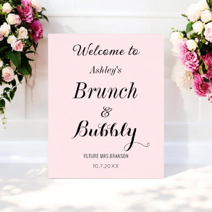 Poster Accueil Bulles de Brunch de Mariage Rose