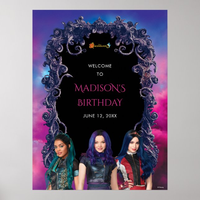 Poster Accueil d'anniversaire Disney Descendants (Devant)
