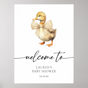Poster Accueil de Baby Shower Canard Mignon et Neutre