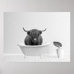 Poster Accueil de baignoire de vache Highland Horizontal 
