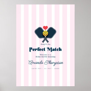 Poster Accueil de douche de pickleball préparé de corresp
