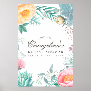 Poster Accueil de Fête de Fiançailles Florale de Menthe T