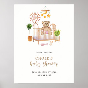 Poster Accueil de la Baby Shower de la Nurserie Ours en P