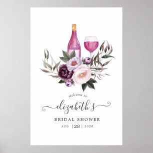 Poster Accueil de la douche de mariage en velours floral 