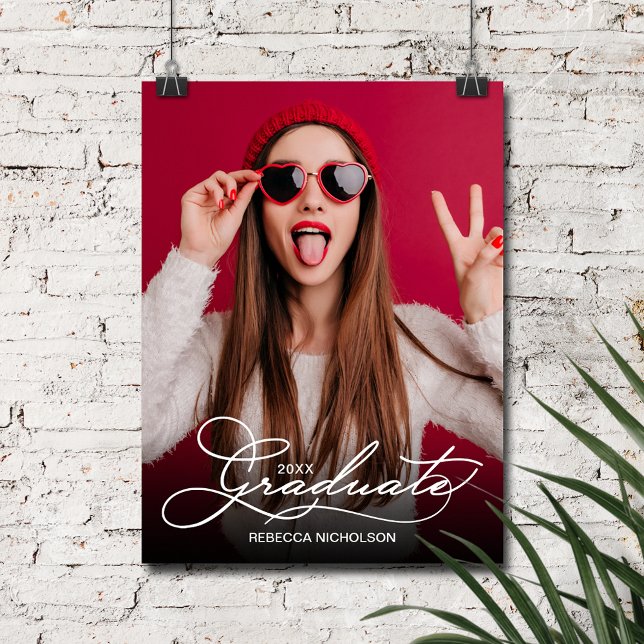 Poster Accueil de la fête de graduation photo moderne (Modern Photo Graduation Welcome Poster, INSTANT DOWNLOAD and/or PRINTED)