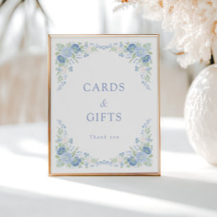 Poster Accueil de la fête de thé de mariage floral bleu