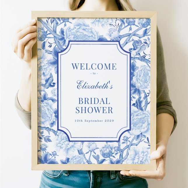 Poster Accueil de la Fête des mariées Delft Blue Chinoise (Créateur téléchargé)