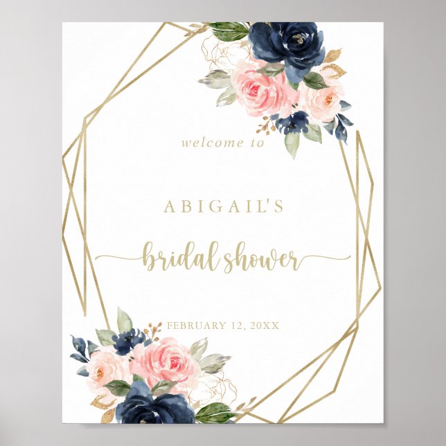 Poster Accueil de la Fête des mariées géométrique Floral  (Devant)