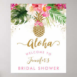 Poster Accueil de la fête prénuptiale aux fleurs d'ananas