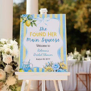 Poster Accueil de la fête prénuptiale Floral Blue Main Sq