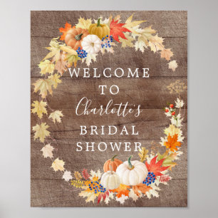 Poster Accueil de Mariage Champêtre de Citrouilles d'Auto