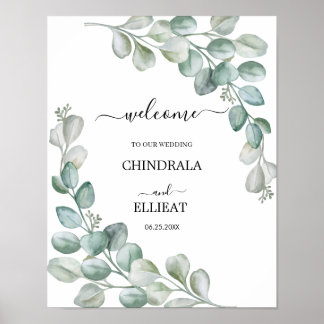 Poster Accueil de mariage moderne Eucalyptus