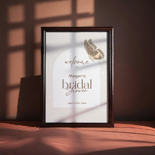 Poster Accueil de Mariage Papillon Beige Minimaliste