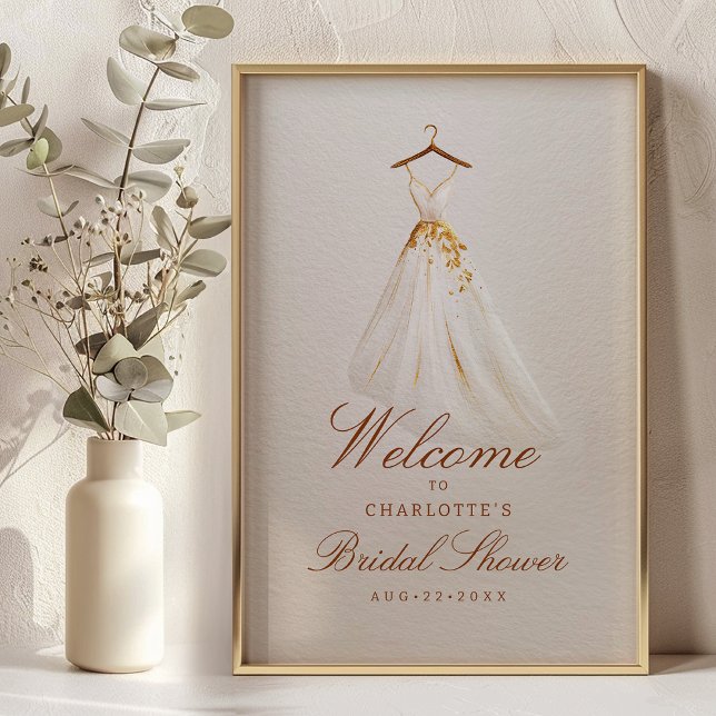 Poster Accueil de Mariage Pas Cher - Robe de Mariée Aquar (Welcome Sign Poster)
