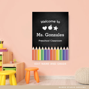 Poster Accueil de rentrée scolaire personnalisé et coloré