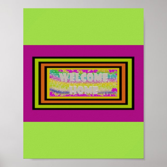 Poster accueil design pourpre vert rouge bordé (Devant)