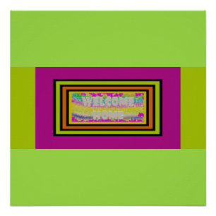 Poster accueil design pourpre vert rouge bordé