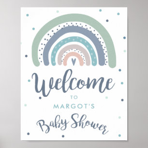Poster Accueil du Baby shower Arc-en-ciel Pastel Muet