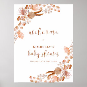 Poster Accueil du Baby shower Boho Fleur sauvage neutre