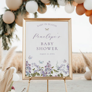 Poster Accueil du Baby shower Lilac et Papillons
