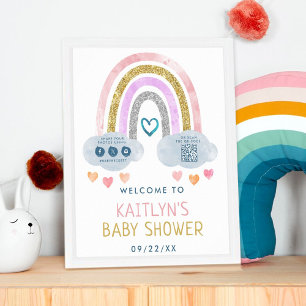 Poster Accueil du Baby shower Little Rainbow