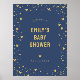 Poster Accueil du Baby shower Mickey Mouse Gold Confetti
