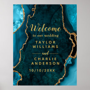 Poster Accueil du Mariage d'âge turquoise et Gold