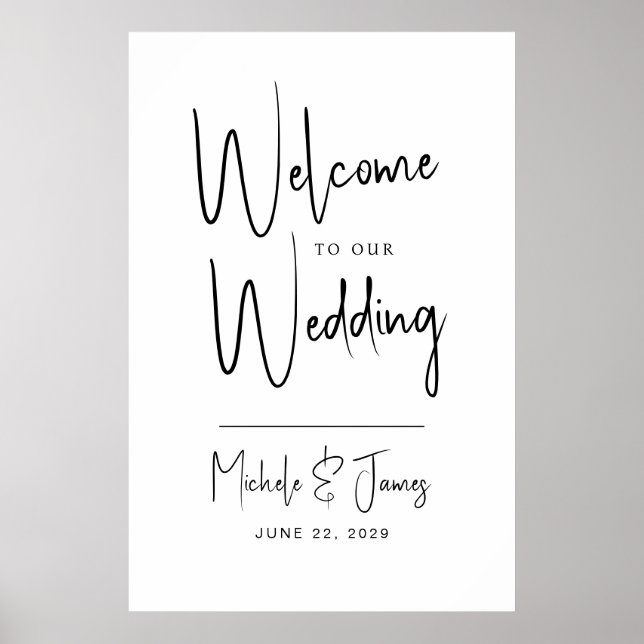 Poster Accueil du Mariage de typographie de script minima (Devant)