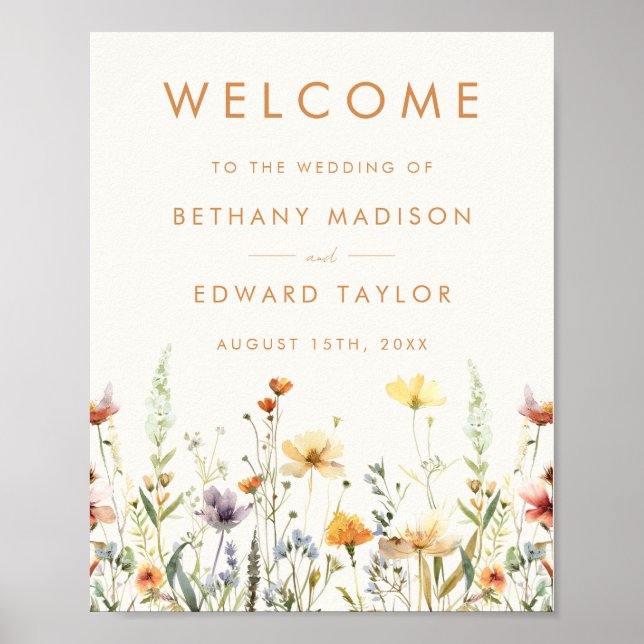 Poster Accueil du Mariage Fleur sauvage rustique (Devant)