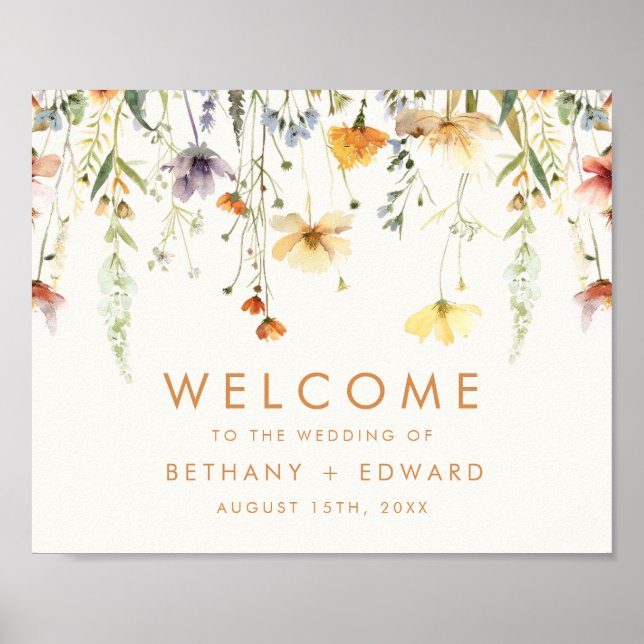 Poster Accueil du Mariage Fleur sauvage rustique (Devant)