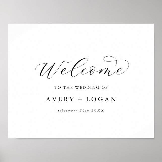 Poster Accueil élégant du Mariage de script (Devant)