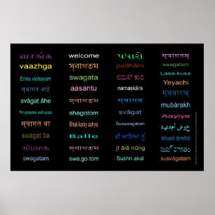 Poster Accueil énorme dans les langues de l'INDE, 5 taill