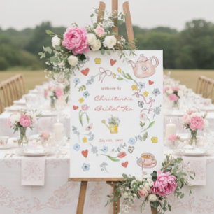 Poster Accueil Fête des mariées de thé Whimsical tiré à l