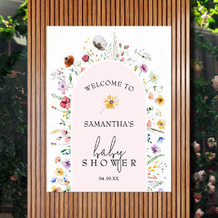 Poster Accueil fleur sauvage Baby shower fille
