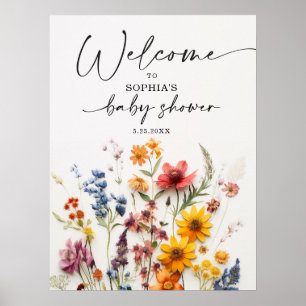Poster Accueil Fleur sauvage Fleurs Pressées Baby shower