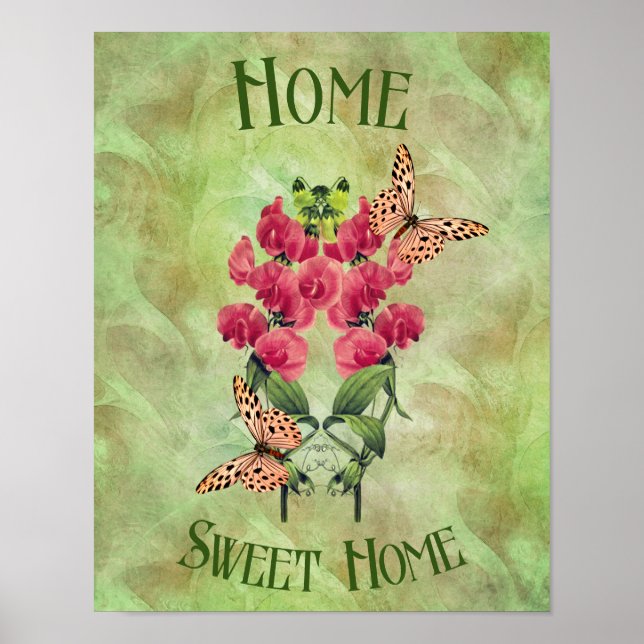 Poster Accueil Fleurs Et Papillons Sucrés À La Maison (Devant)