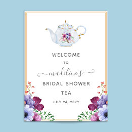 Poster Accueil Fleurs Théière pour une Mariée