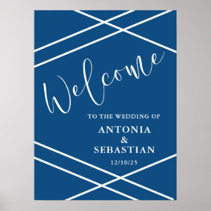 Poster Accueil Mariage bleu moderne