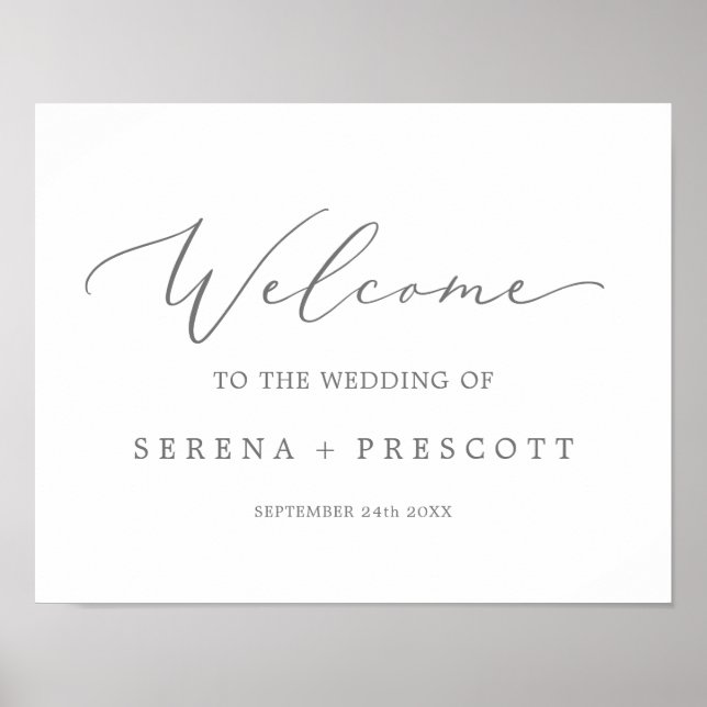 Poster Accueil Mariage de calligraphie argentée (Devant)
