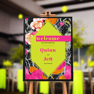 Poster Accueil Mariage de fleurs marbrées Maximaliste mod