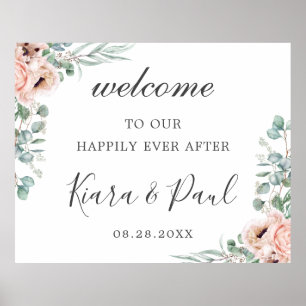 Poster Accueil Mariage d'Eucalyptus rose pâle