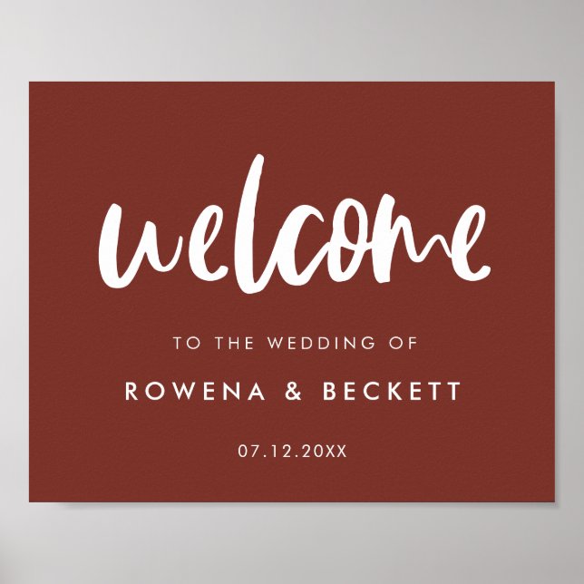 Poster Accueil Mariage en terre cuite moderne et élégant (Devant)