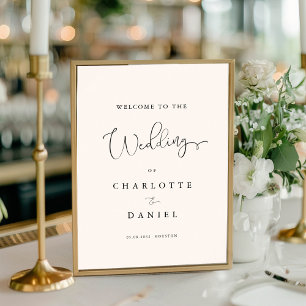 Poster Accueil mariage moderne, minimal, blanc