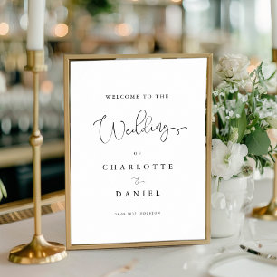 Poster Accueil mariage moderne, minimal, blanc
