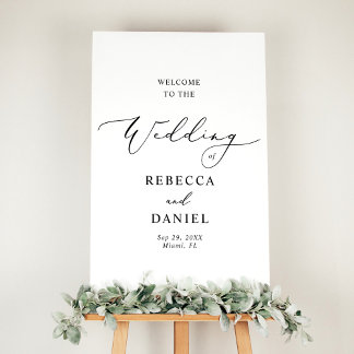 Poster Accueil Mariage noir minimaliste chic