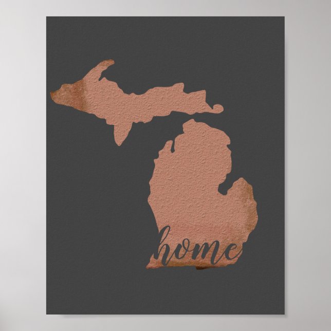 Poster Accueil Michigan Silhouette Copper Grey (Devant)
