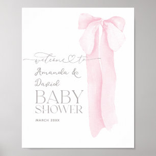 Poster Accueil minimaliste de Baby shower de fille Rose B