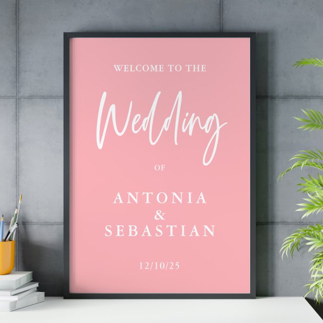 Poster Accueil minimaliste du Mariage rose pâle (Créateur téléchargé)