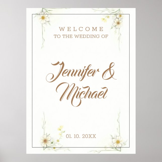 Poster Accueil minimaliste Mariage moderne (Devant)
